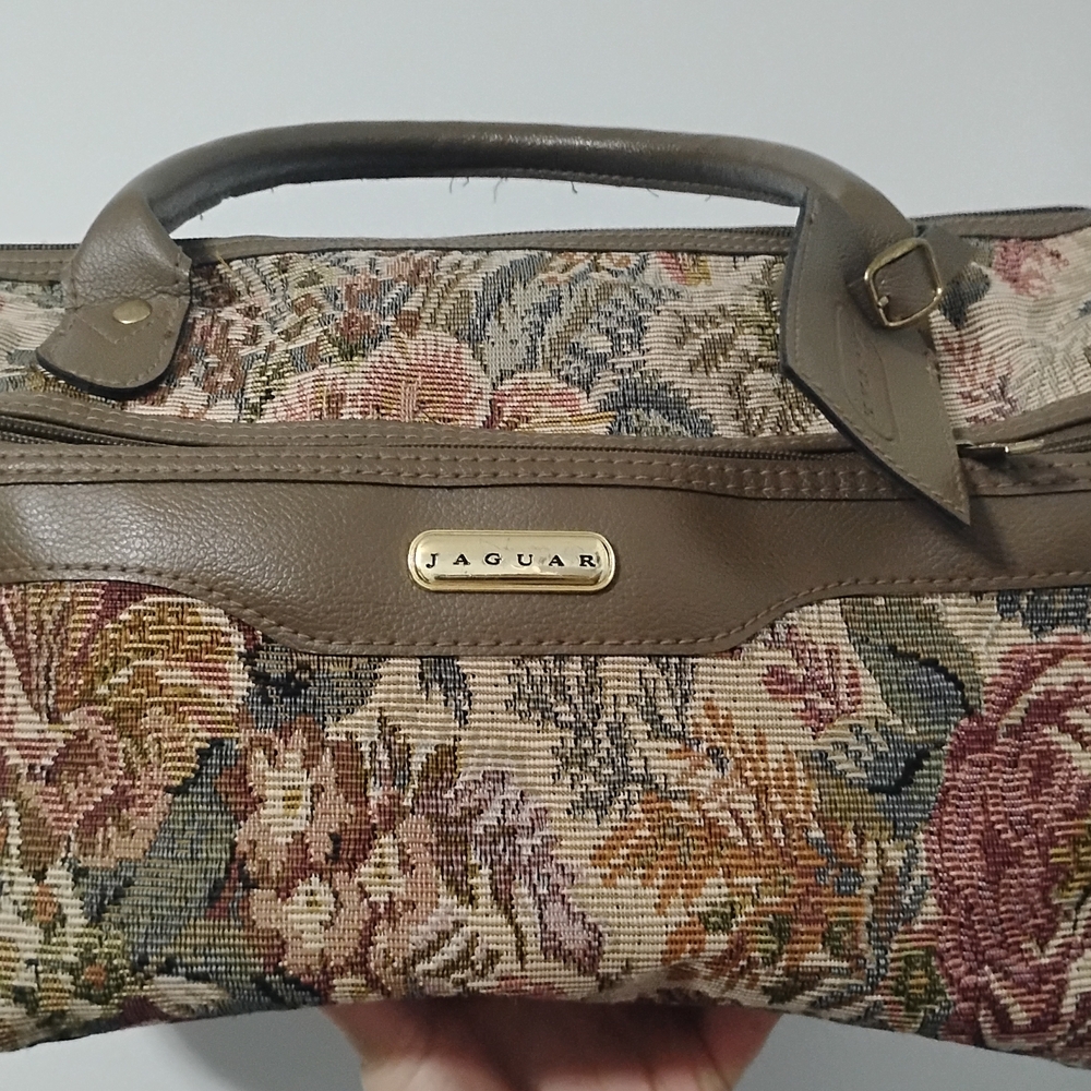 Jaguar Floral Tapestry Travel Bag - Brown